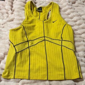 Nike Bright Yellow Racerback Training Tank with Black Piping